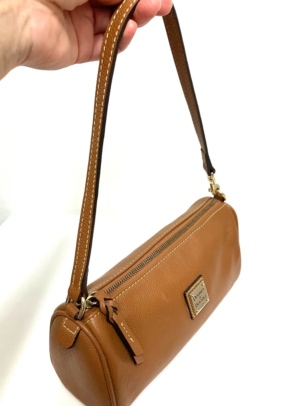 Dooney & Bourke Caramel Leather Shoulder Barrel Bag